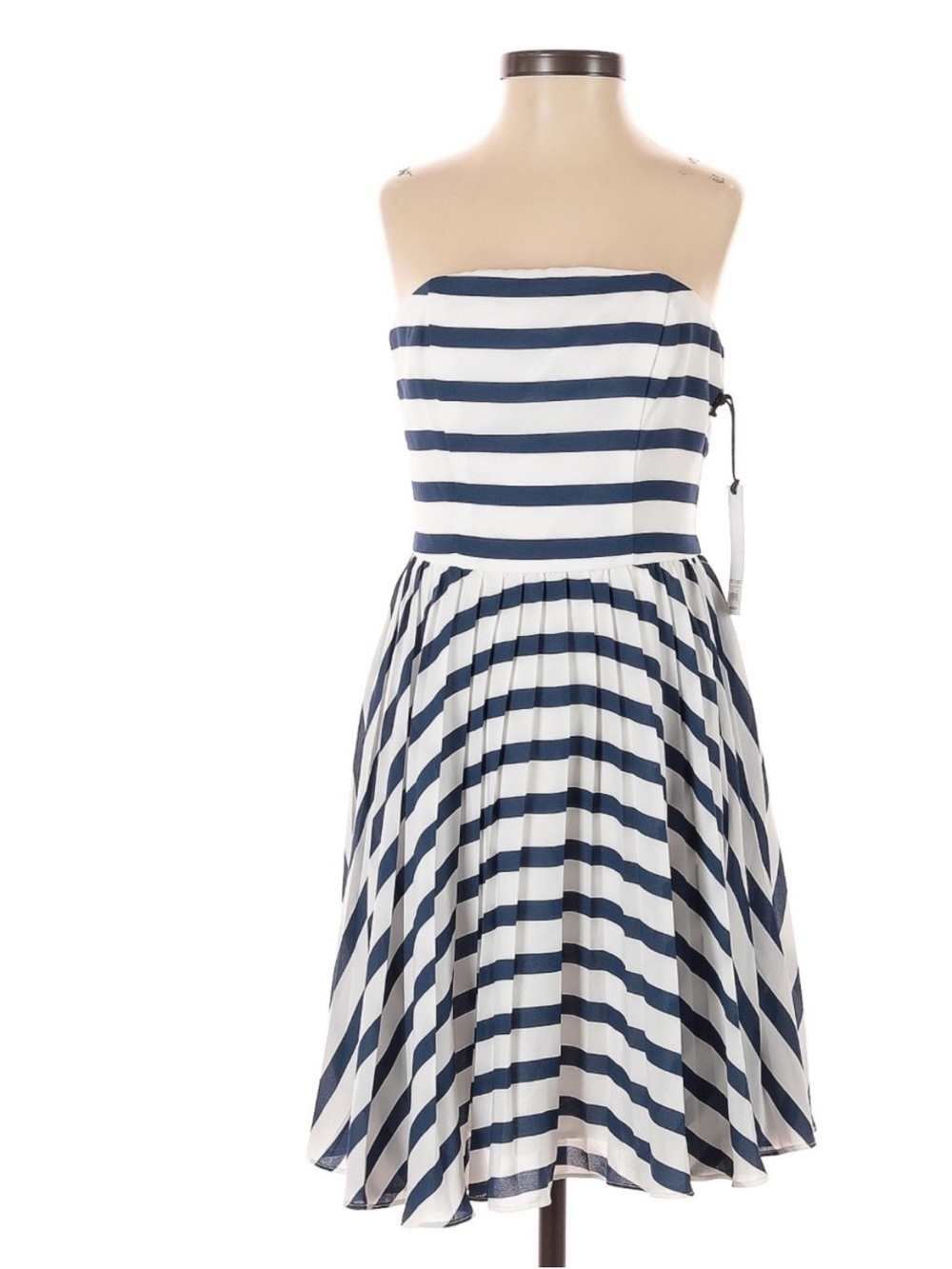 NWT BB Dakota Strapless Nautical Stripe Fit & Flare Dress Size 2 Summer - Picture 2 of 5